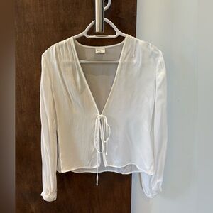 Babaton Cream V-Neck Blouse